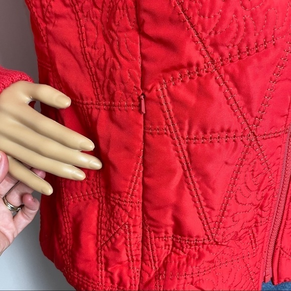 Coldwater Creek Grannycore Sweater Jacket – Quilted Front – Zip Up – Red – Size - Picture 7 of 16
